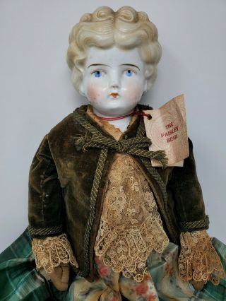Antique 1880s German Blonde China Head Doll Hertwig 23 " Body & Clothing