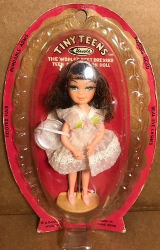 Uneeda Tiny Teen Mini Doll 5 " Party Time 1967 Mip Topper Dawn Dolly Darling