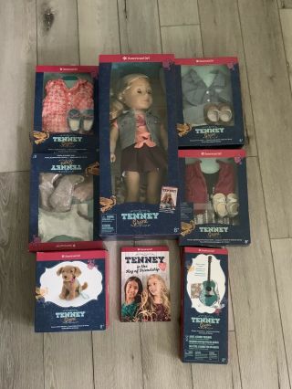 American Girl Doll Tenney Grant With 4 Outfits Book Dog And Guitar