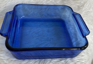Vintage Anchor Hocking Usa Square Baking Dish 2 Qt Cobalt Blue Glass 8 X 8