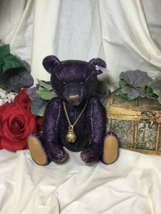 11” Steiff 2012 ‘monty’ Purple Mohair Teddy Bear,  Limited Edition 0021 Of 1,  500