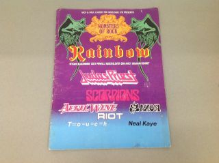 Monsters Of Rock Donnington Park 1980 Official Programme Rainbow Saxon Priest