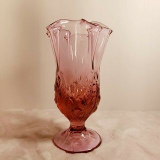 Fenton Art Glass Dusty Rose Pink Lily of the Valley Handkerchief Vase 2