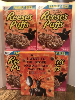 Travis Scott Special Edition Reeses Puffs Cereal Family Size / Set Of 4 Nib