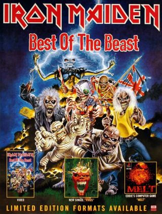 Iron Maiden 1996 Best Of The Beast U.  K.  Promo Poster