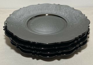 Set Of 4 Vintage Black Amethyst Glassware Queen Anne Plates - 8”