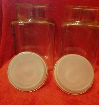 VTG Set 2 Large Square Glass Canister APOTHECARY JARS Anchor Hocking Lids Seals 2
