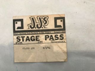 Status Quo Backstage Pass San Diego Jj 