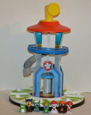 Paw Patrol Lookout Tower Wooden Play Set With Plastic Figures