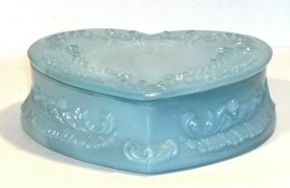 Boyd Glass Made In 1986 Heart Jewel Trinket Box Misty Vale Blue Fund