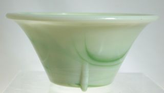 Akro Agate - No.  340 - Dart - 3 - Toed Bowl - Marbleized Green