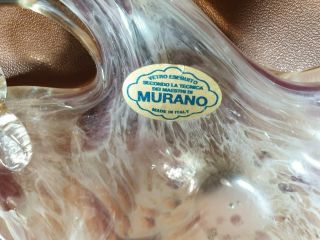 Vintage Murano Pink/purple & Whites Glass Bowl/trinket Dish 1960s Label