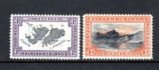 Falkland Islands 1933 Centenary Sg131,  Sg132 Lightly Mounted Cat £53