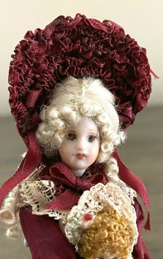 OOAK Victorian Miniature Girl Doll with Dolly by Tina Richardson 3