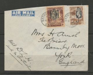 Gambia 1930 Commercial Cover To Uk,  With Gv 1d & 1/ - Elephants,  Note That