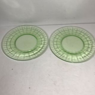 Anchor Hocking Block Optic Green Luncheon Plates - - - - Set Of 2 Depression Glass