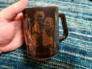 Vintage Federal Glass Milk Glass Mug Cup Gemini The Twins Zodiac Astrology Euc