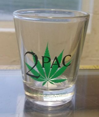 Rare 2004 2pac Tupac Shakur Shot Glass Marijuana Leaf Weed Jigger Tumbler