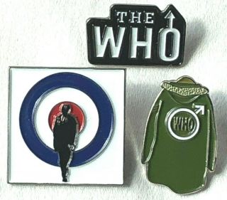 The Who Rock Band Lapel Pin Set Of 3 (daltrey - Townshend - Entwistle - Moon)