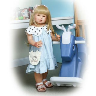 Reborn Toddler Doll Full Body Vinyl Real Life Size Standing Reborn Baby Girl 28 "