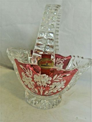 Bleikristall Anna Hutte Oxford Rose 24 Lead Crystal Basket Germany 6 " Tall,