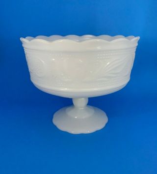 E.  O.  Brody Cleveland White Milk Glass Pedestal Footed Compote Vase Bowl M6000