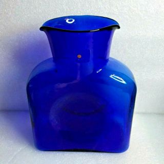 Blenko Art Glass Double Spout Cobalt Blue Or Sapphire Water Carafe