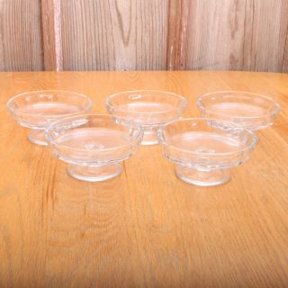 5 Short Clear Glass Vintage Compotes Footed Candy Dish