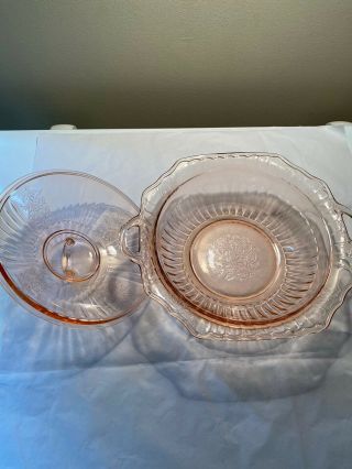 Pink Depression Glass Food Serving Dish With Lid