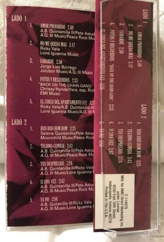 Vintage Selena Quintanilla Cassette: Amor Prohibido.  1994. 3