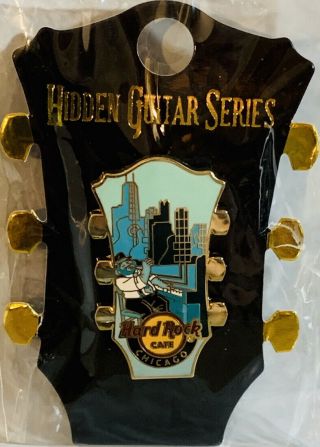 Hard Rock Cafe Chicago 2018 Hidden Guitar Series Pin On Guitar Head Card Le 300