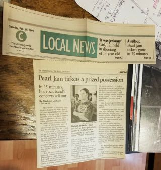 Pearl Jam Concert 1994 Atlanta Concert Newspaper Article Fox Theatre