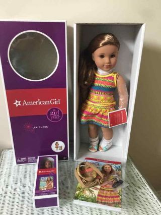 American Girl Lea Doll Nib With Book,  And Compass And Nib Mini Doll