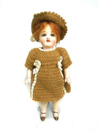 Antique German All Bisque Porcelain Dollhouse Doll,  Marked 4527,  5.  9 " / 15 Cm