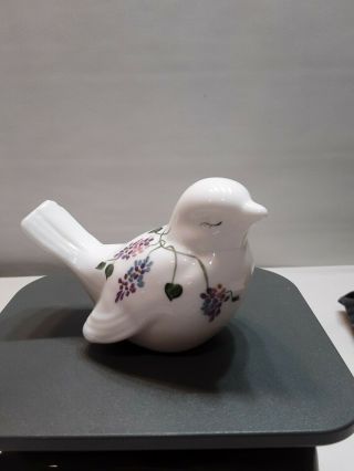 Hand Painted White Bird With Purple Flowers Signed And Numbered