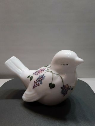 Hand painted White Bird With Purple Flowers Signed and Numbered 2