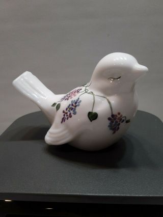 Hand painted White Bird With Purple Flowers Signed and Numbered 3