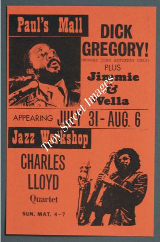 Orig Flyer Charles Lloyd 4tet Jazz Workshop,  Dick Gregory Paul 