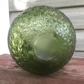 Glass Owl Vase Handblown Honeycomb / Applied Eyes Deep Green 3