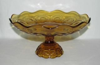 Le Smith Glass Co.  Moon And Star Amber Large Footed Flared Compote