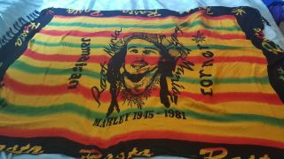 Vintage Bob Marley Tapestry Banner 100 Rayon Jamaican Corner Colorful 56x40