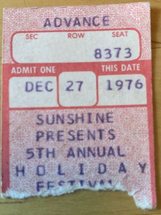 1976 Rush Bob Seger Holiday Market Square In 12/27 Box Ofice Concert Ticket Stub