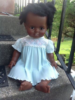 Vtg 1972 Ideal Baby Crissy Lifesize 24 " African American Black Baby Doll Rare