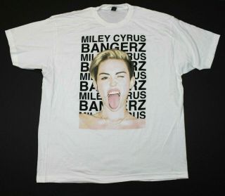 Miley Cyrus Bangers 2014 Tour Itinerary Tee Tultex T - Shirt - White - 2xl