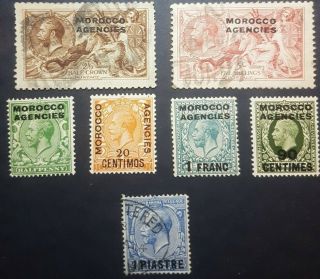 British Empire Seahorse Stamp Morocco Agencies King Edward Vii George Kgv Kedvii