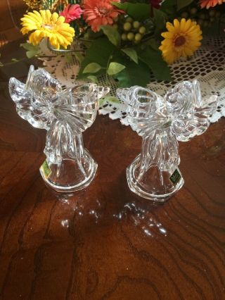 Marquis By Waterford Crystal Angel Candle Holder Figurines,  No Box