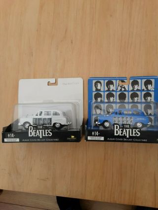The Beatles Die Cast Model Taxi Cab White Album And Hard Days Night.  Pair.