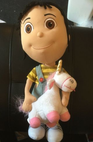 15 " Despicable Me Plush Agnes Holding Fluffy Unicorn Doll Universal Studios