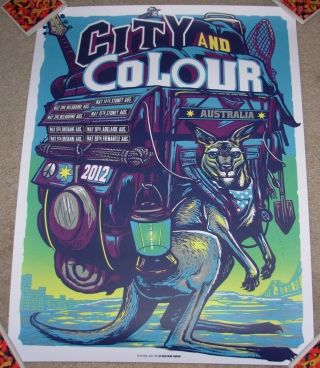 City And Colour & Concert Gig Tour Poster Australia 2012 Red Munk One