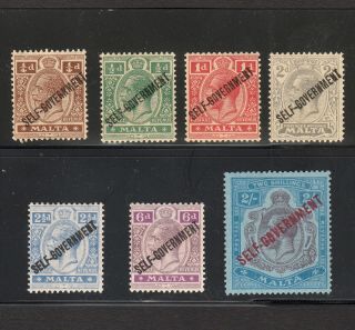 Malta 1922 Selected King George V Stamps Overprinted Self - Government